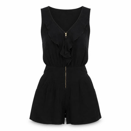 Womens UK Size 10 Miss Selfridge One-Piece Black Playsuit