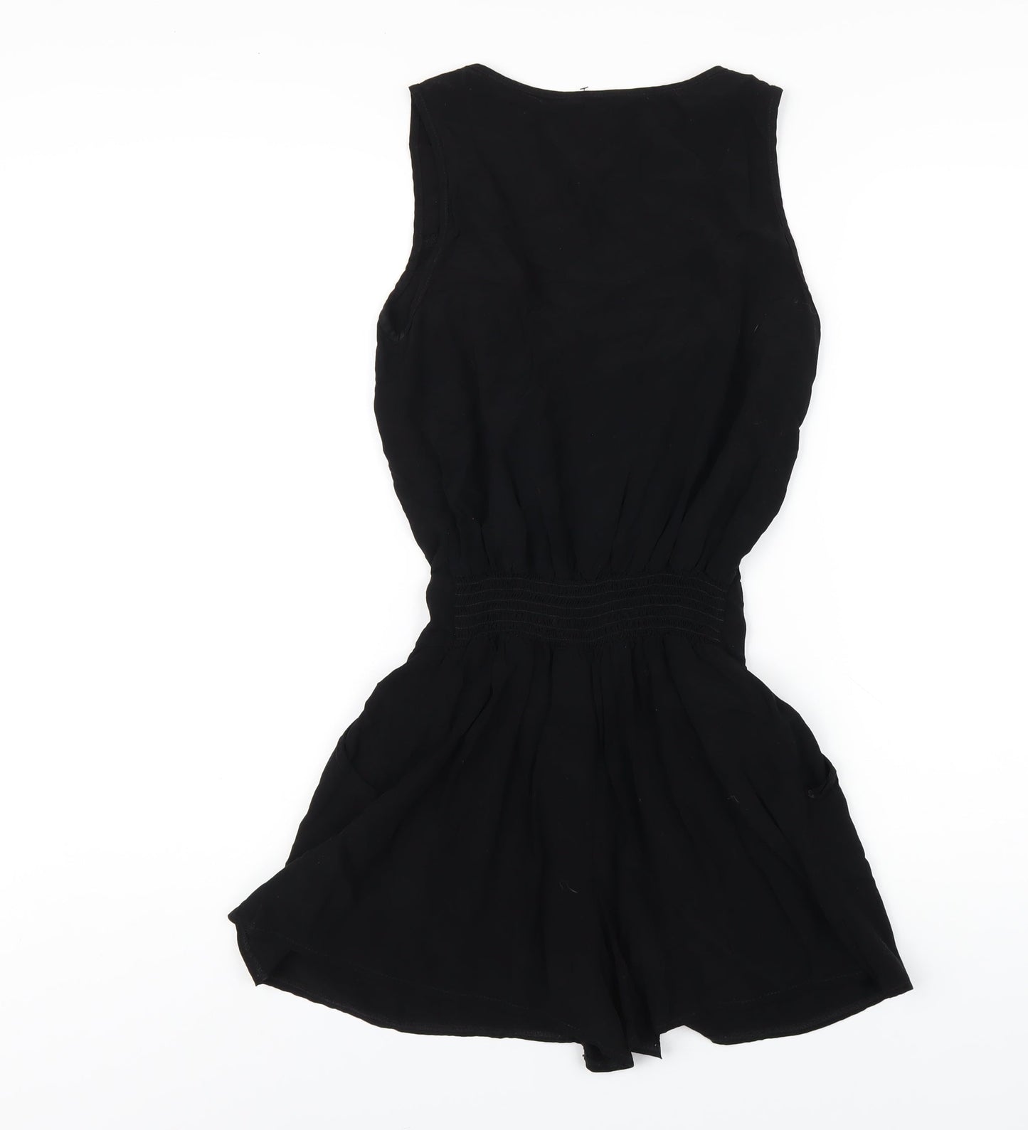 Miss Selfridge Womens Black Vinyl Playsuit One-Piece Size 10 Zip