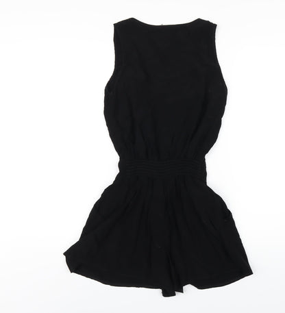 Miss Selfridge Womens Black Vinyl Playsuit One-Piece Size 10 Zip