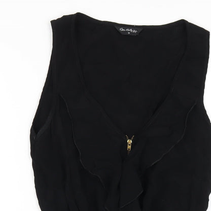 Miss Selfridge Womens Black Vinyl Playsuit One-Piece Size 10 Zip