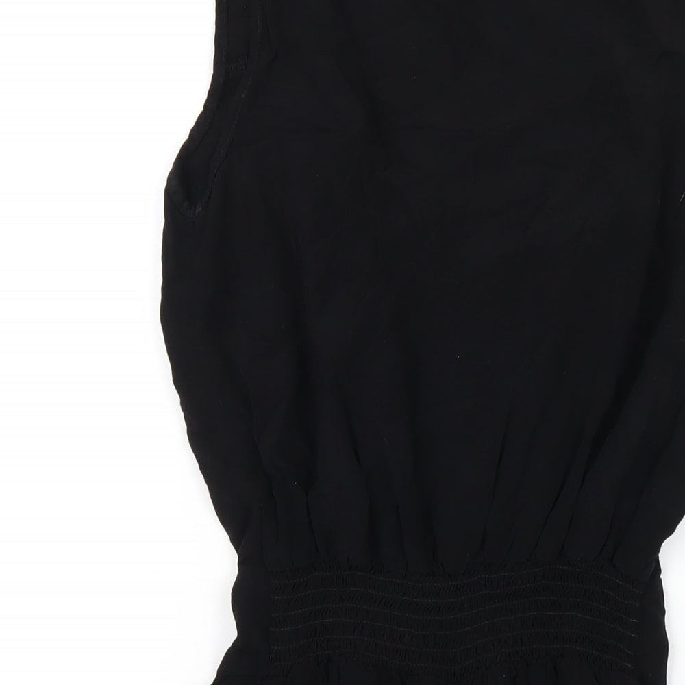 Miss Selfridge Womens Black Vinyl Playsuit One-Piece Size 10 Zip