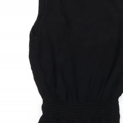 Miss Selfridge Womens Black Vinyl Playsuit One-Piece Size 10 Zip