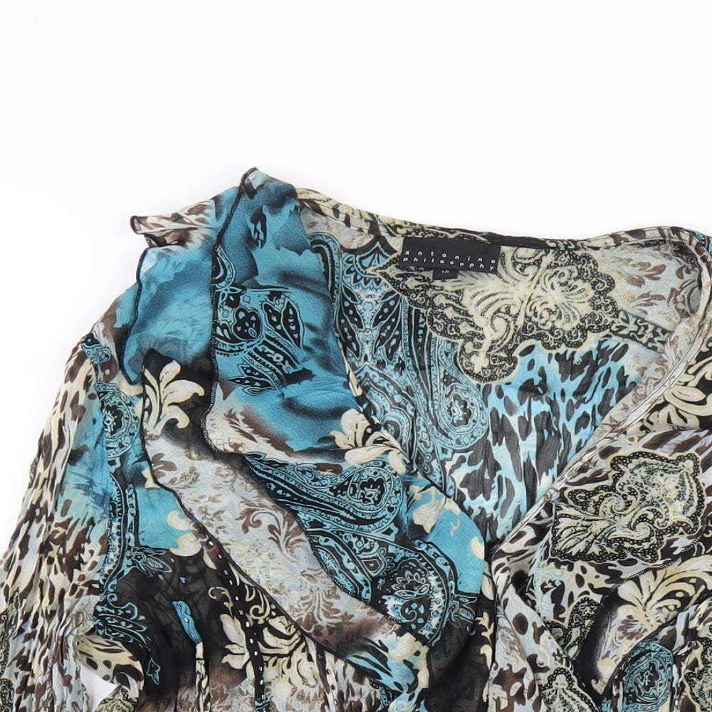 Womens UK Size 12 Antonino Philosophy Multicoloured Basic Blouse