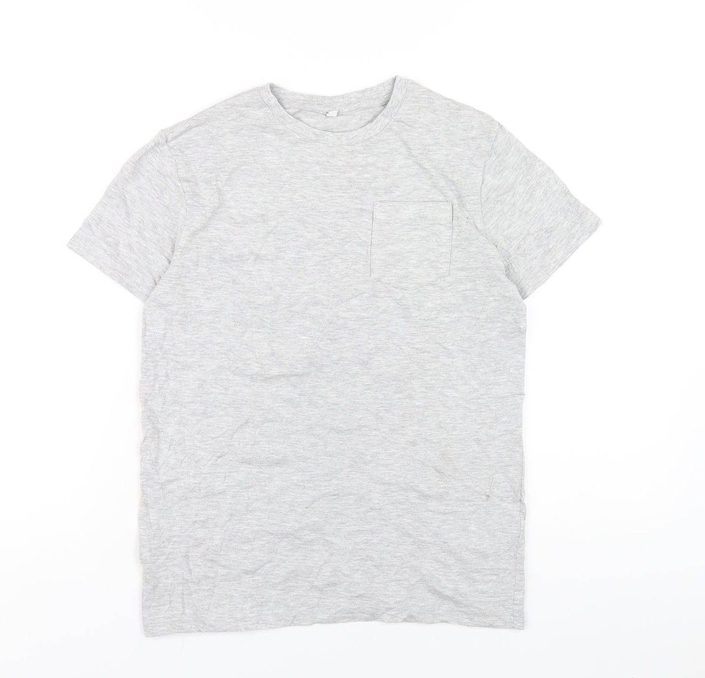 Marks and Spencer Boys Grey Cotton Basic T-Shirt Size 10-11 Years Round Neck Pullover