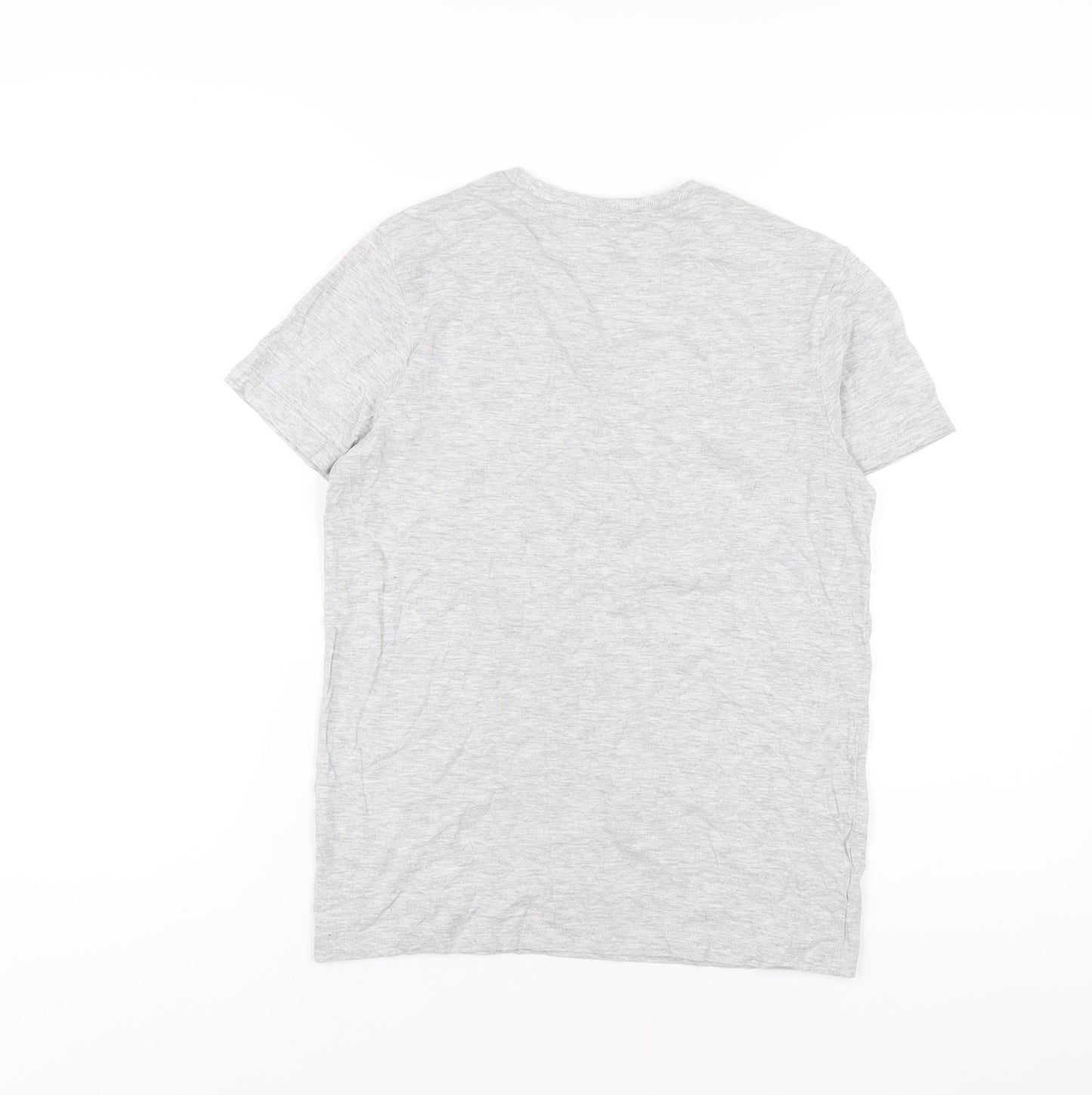 Marks and Spencer Boys Grey Cotton Basic T-Shirt Size 10-11 Years Round Neck Pullover
