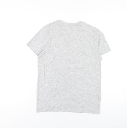 Marks and Spencer Boys Grey Cotton Basic T-Shirt Size 10-11 Years Round Neck Pullover