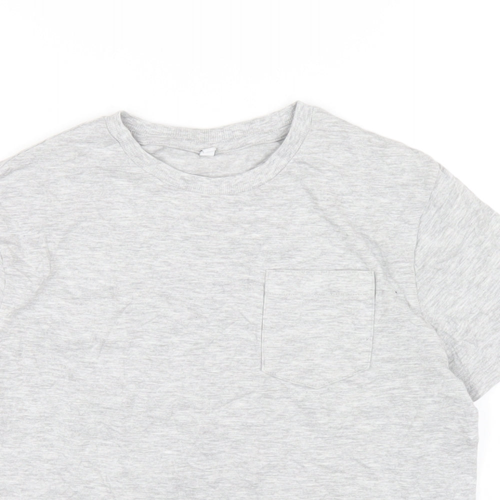Marks and Spencer Boys Grey Cotton Basic T-Shirt Size 10-11 Years Round Neck Pullover