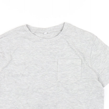 Marks and Spencer Boys Grey Cotton Basic T-Shirt Size 10-11 Years Round Neck Pullover