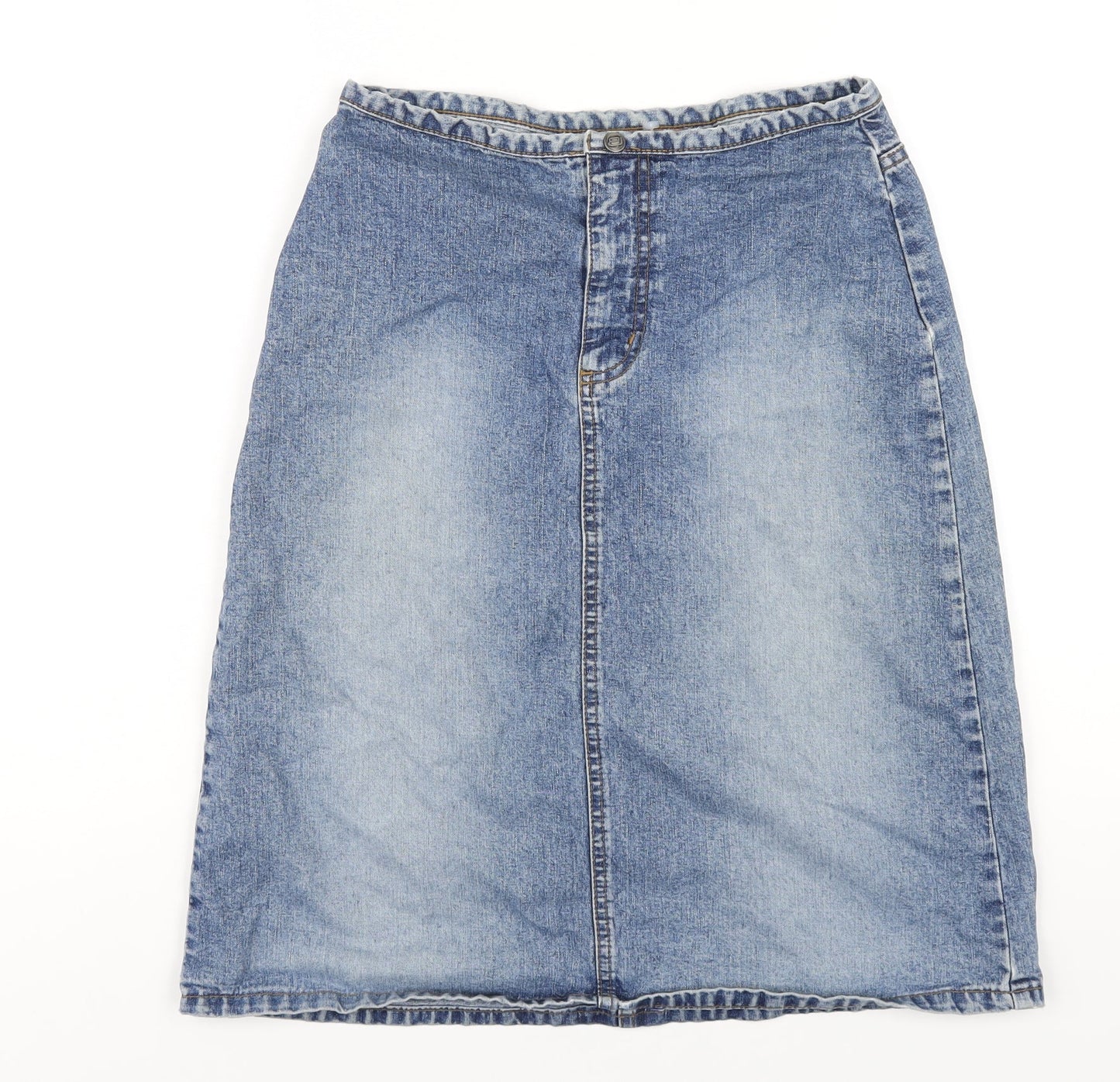 Only Womens Blue Cotton A-Line Skirt Size 8 Zip