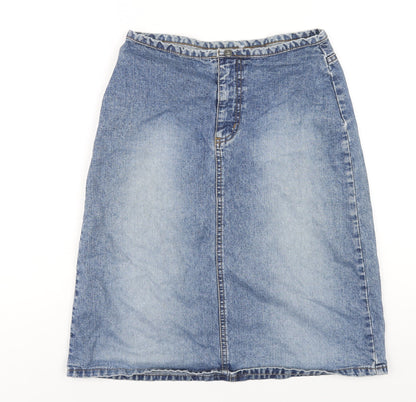 Only Womens Blue Cotton A-Line Skirt Size 8 Zip