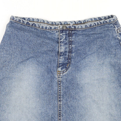 Only Womens Blue Cotton A-Line Skirt Size 8 Zip