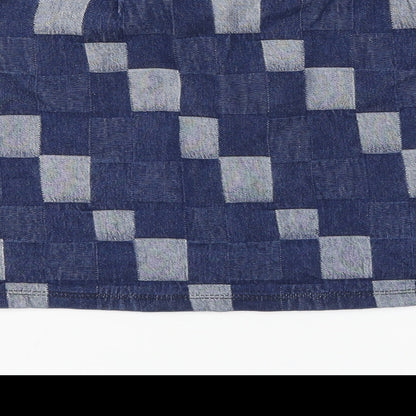 BDG Womens Blue Check Cotton A-Line Skirt Size S Button