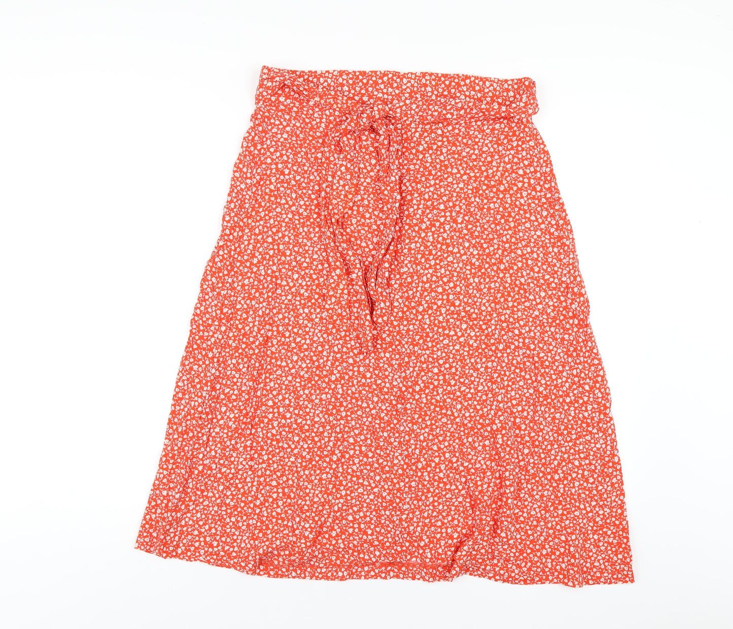 Monki Womens Red Floral Viscose A-Line Skirt Size M