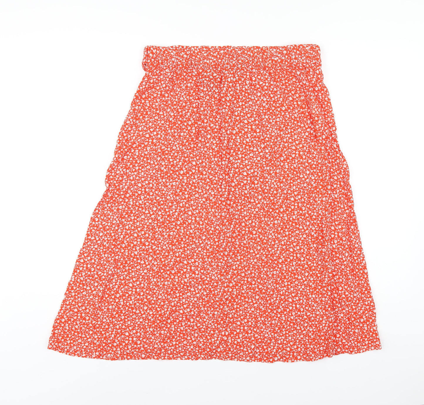 Monki Womens Red Floral Viscose A-Line Skirt Size M