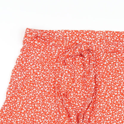 Monki Womens Red Floral Viscose A-Line Skirt Size M