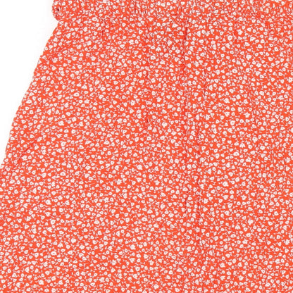 Monki Womens Red Floral Viscose A-Line Skirt Size M