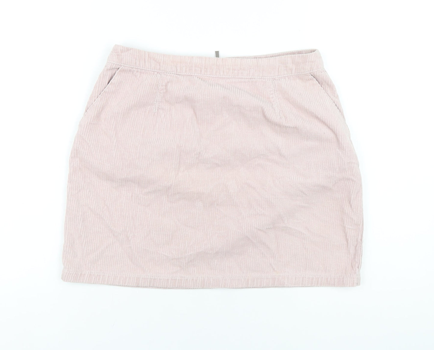 New Look Womens Pink Cotton A-Line Skirt Size 8 Zip