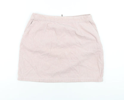 New Look Womens Pink Cotton A-Line Skirt Size 8 Zip