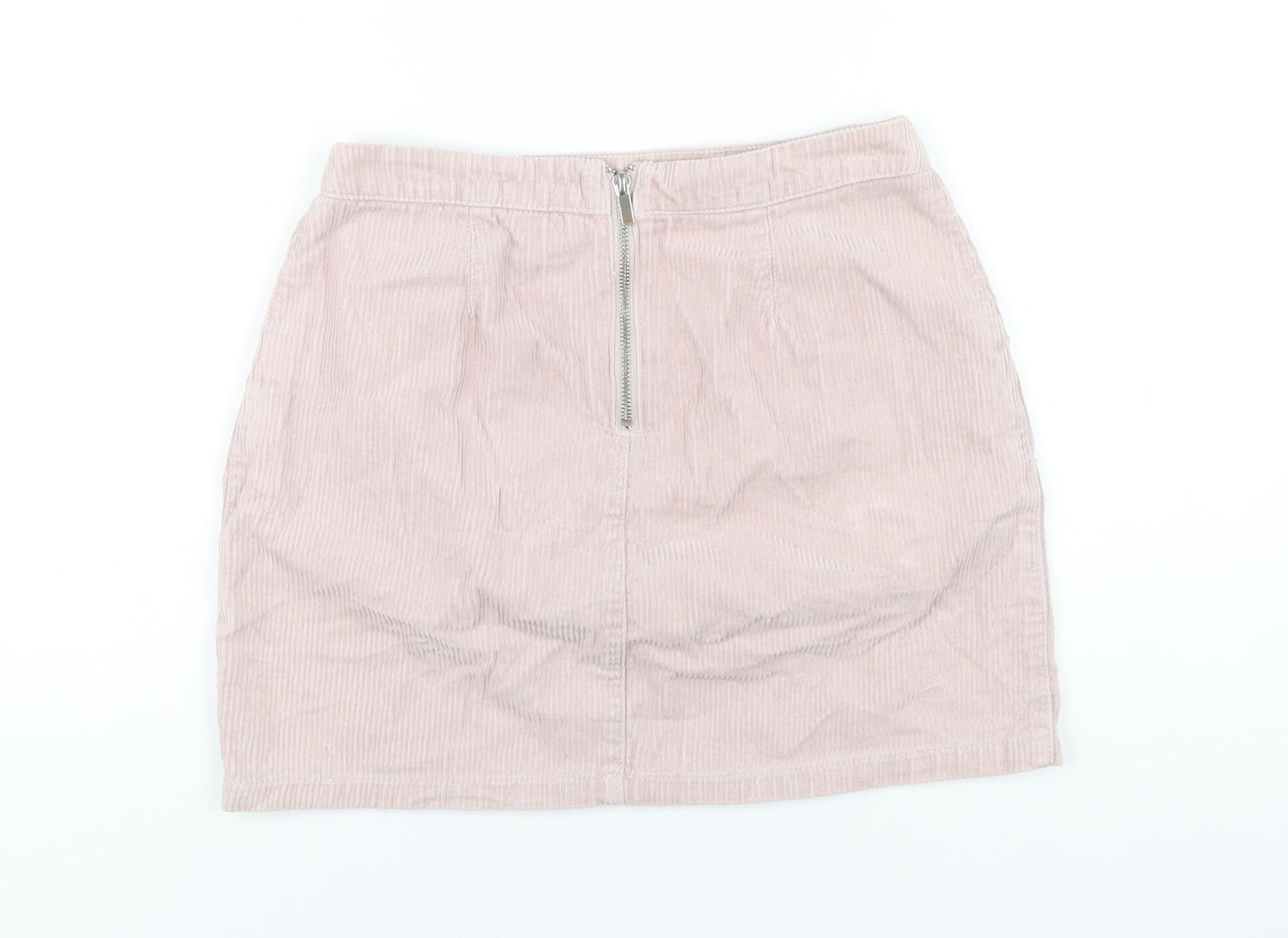 New Look Womens Pink Cotton A-Line Skirt Size 8 Zip