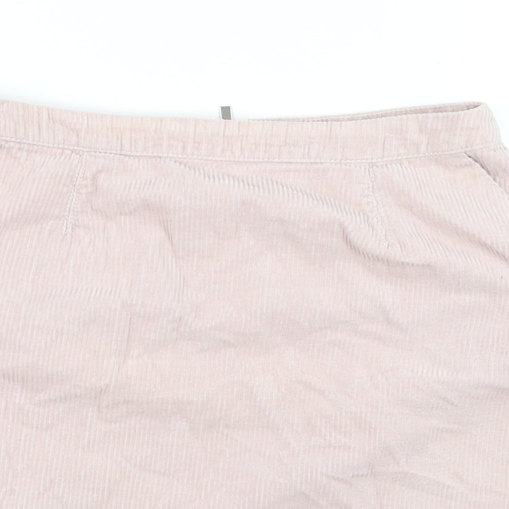 New Look Womens Pink Cotton A-Line Skirt Size 8 Zip