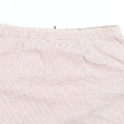 New Look Womens Pink Cotton A-Line Skirt Size 8 Zip