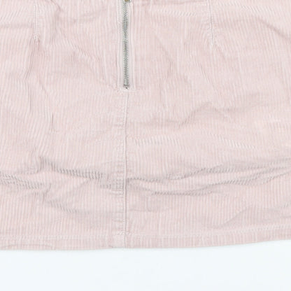 New Look Womens Pink Cotton A-Line Skirt Size 8 Zip