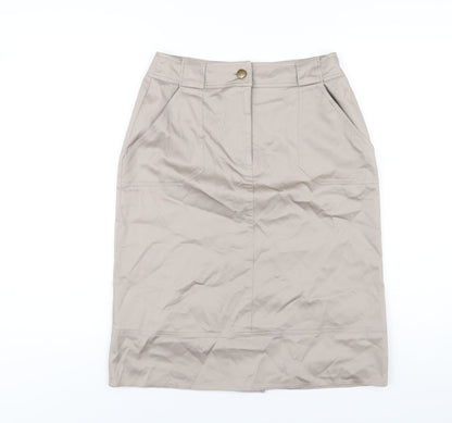 DASH Womens Beige Cotton Straight & Pencil Skirt Size 10 Zip