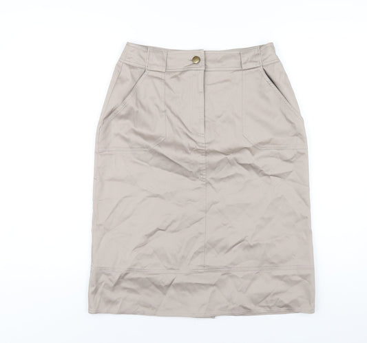DASH Womens Beige Cotton Straight & Pencil Skirt Size 10 Zip