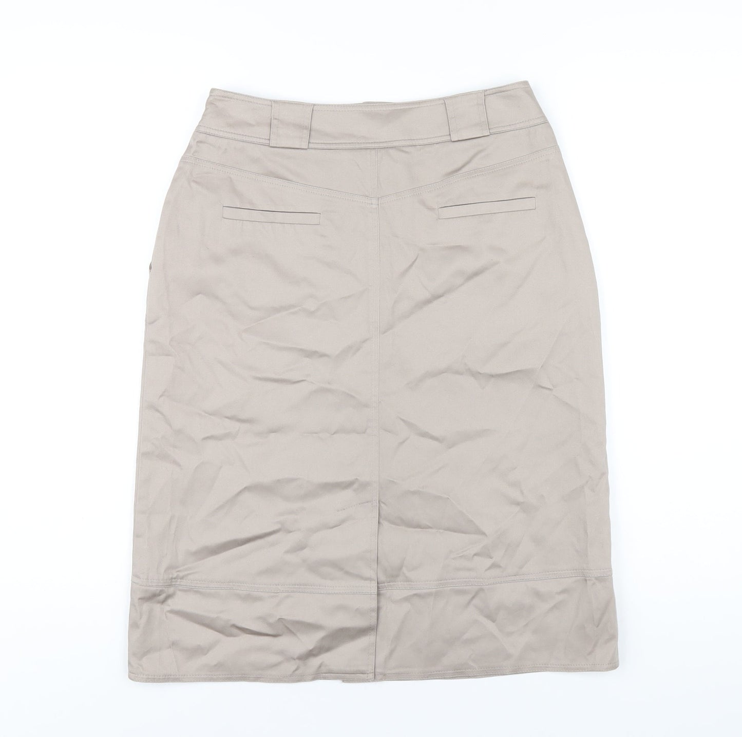 DASH Womens Beige Cotton Straight & Pencil Skirt Size 10 Zip