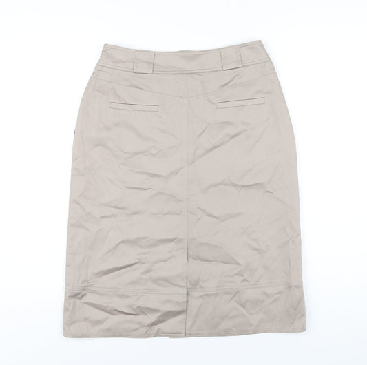 DASH Womens Beige Cotton Straight & Pencil Skirt Size 10 Zip