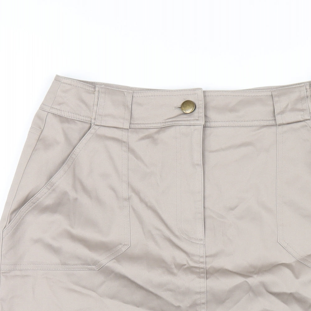 DASH Womens Beige Cotton Straight & Pencil Skirt Size 10 Zip