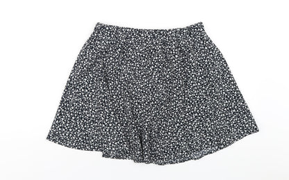 Monki Womens Blue Floral Polyester A-Line Skirt Size S