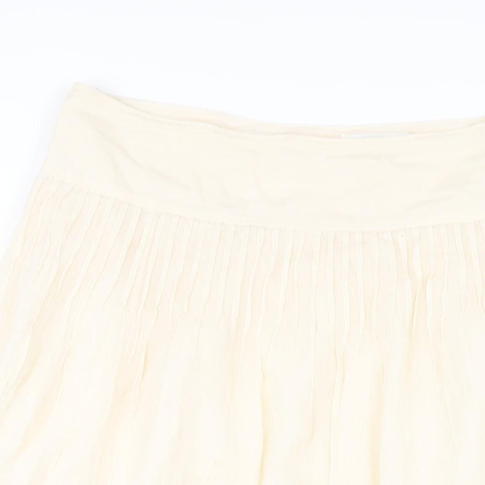 Monsoon Womens Ivory Cotton A-Line Skirt Size 14 Button