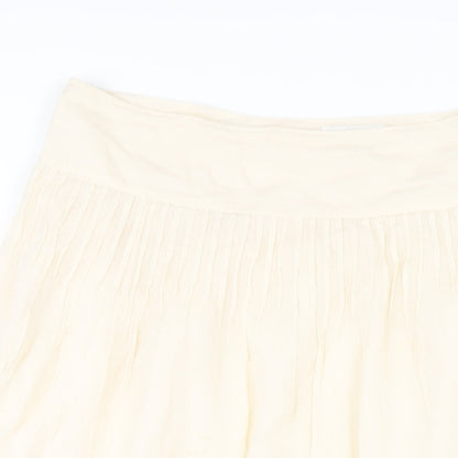 Monsoon Womens Ivory Cotton A-Line Skirt Size 14 Button
