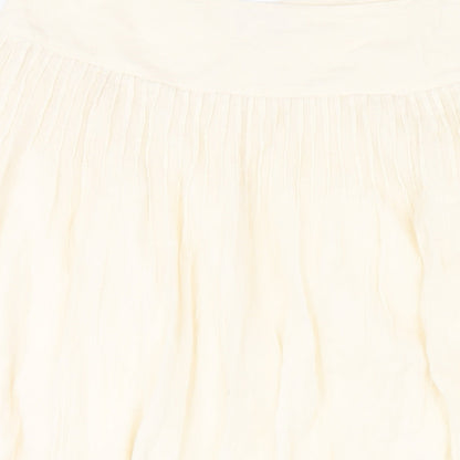 Monsoon Womens Ivory Cotton A-Line Skirt Size 14 Button
