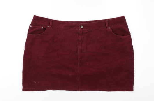 ASOS Womens Red Cotton A-Line Skirt Size 26 Zip