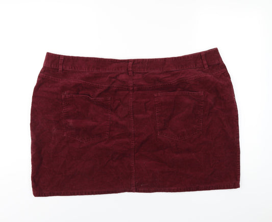 ASOS Womens Red Cotton A-Line Skirt Size 26 Zip