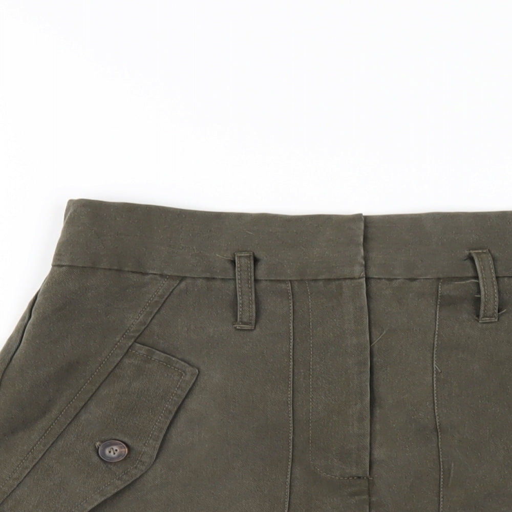 ASOS Womens Green Lyocell A-Line Skirt Size 10 Zip