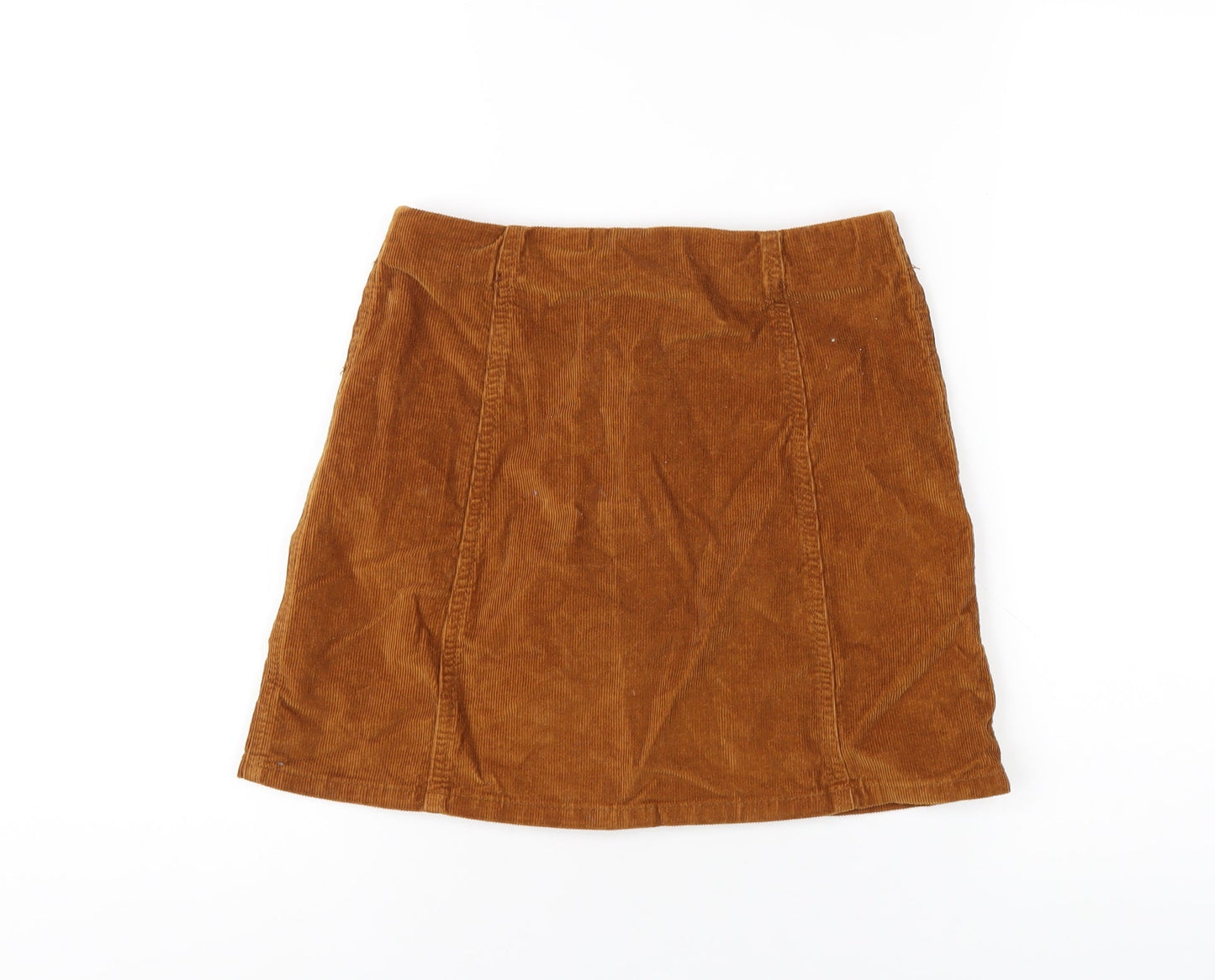 Topshop Womens Brown Cotton A-Line Skirt Size 8 Snap