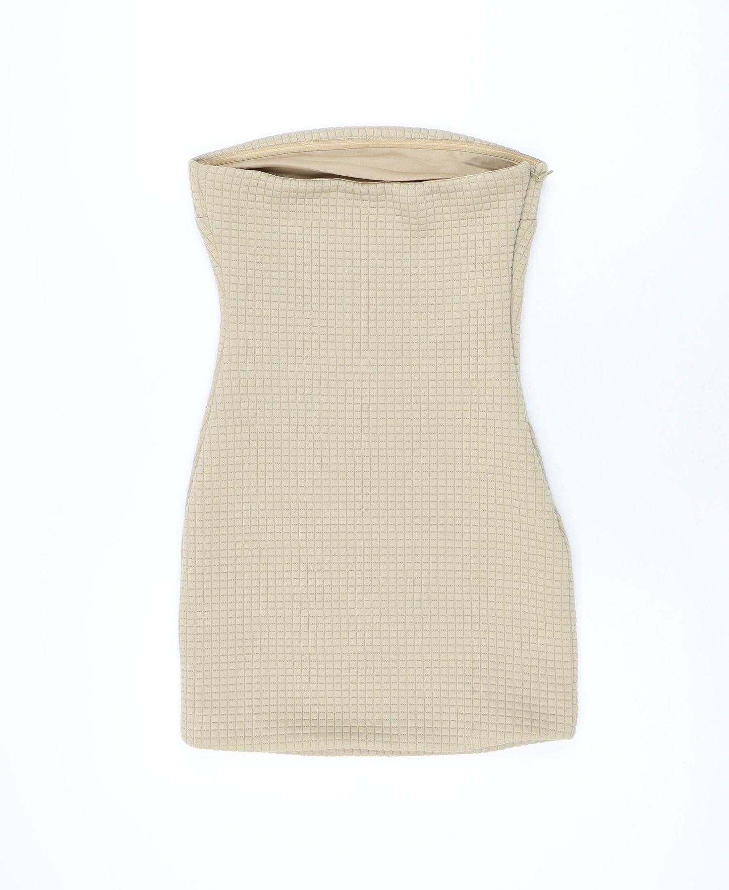 PRETTYLITTLETHING Womens Beige Polyester Bodycon Size 8 Off the Shoulder Zip