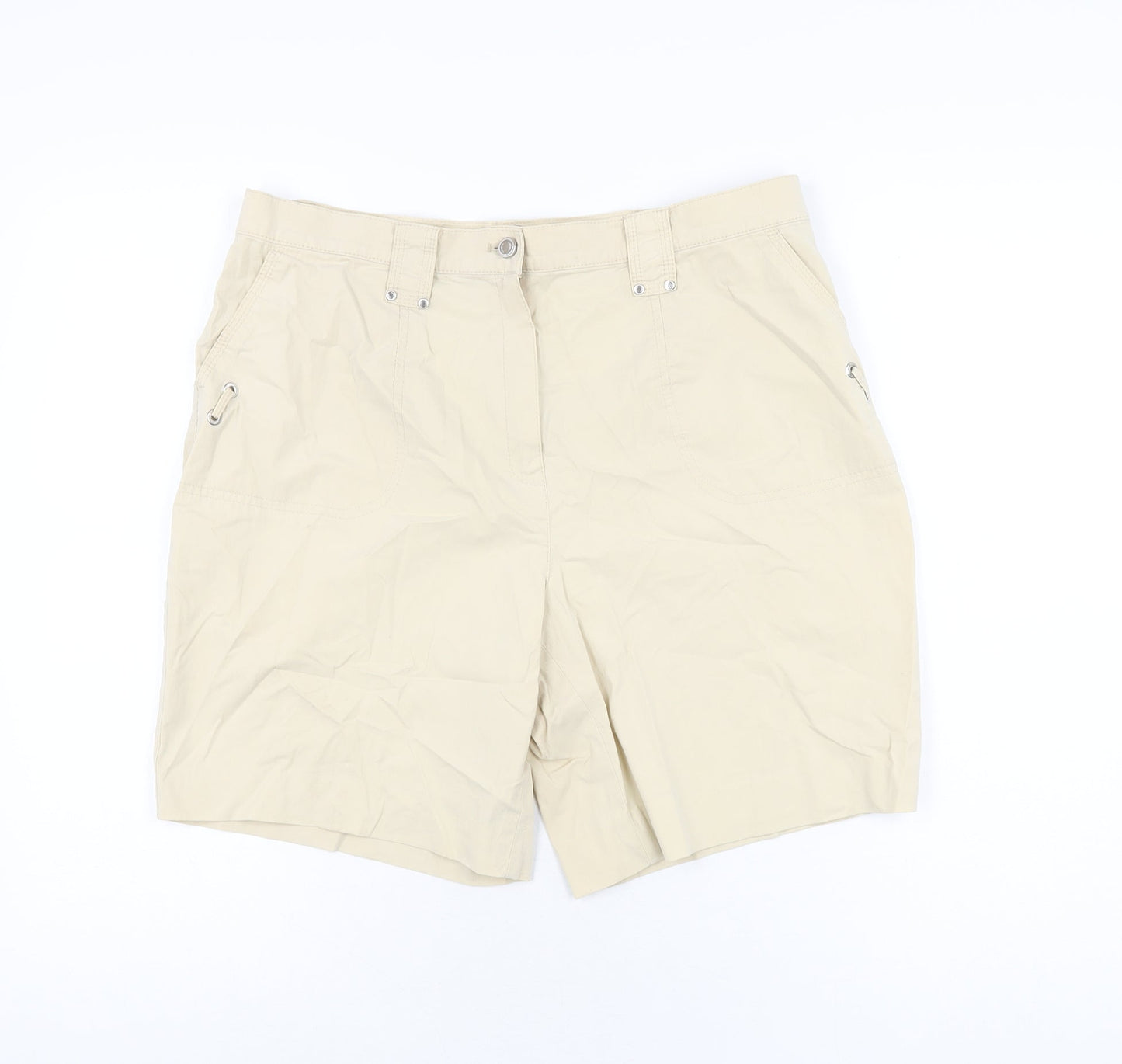 Gelco Womens Beige Cotton Bermuda Shorts Size 16 L7.5 in Regular Zip