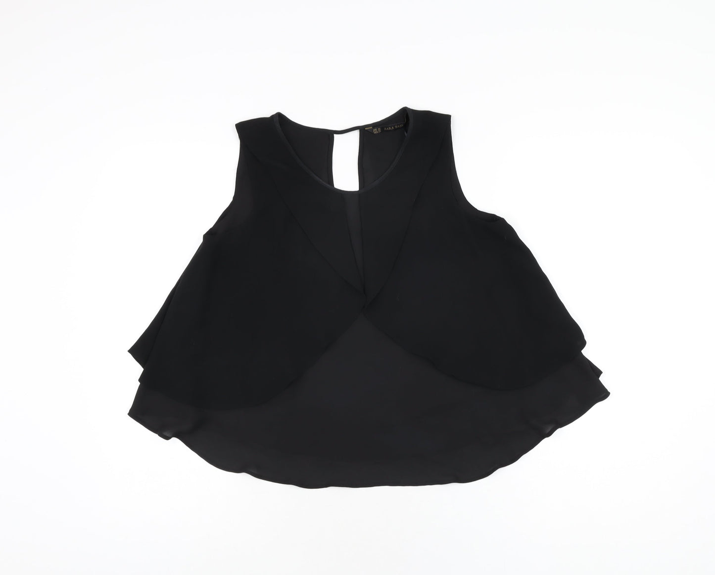 Womens UK Size XS Zara Black Basic T-Shirt