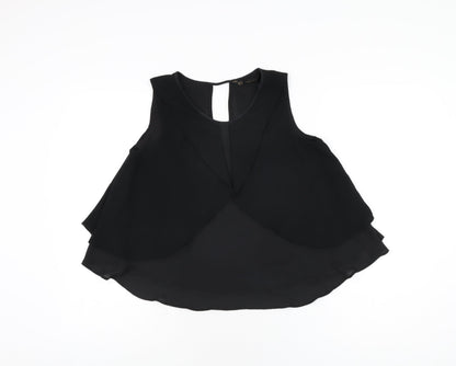 Womens UK Size XS Zara Black Basic T-Shirt