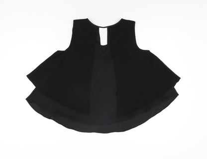 Womens UK Size XS Zara Black Basic T-Shirt