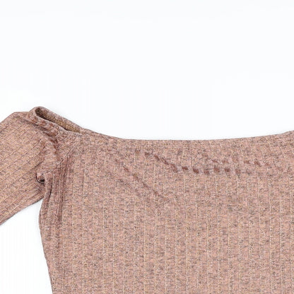 PRETTYLITTLETHING Womens Gold Polyester Bodysuit One-Piece Size 8 Snap