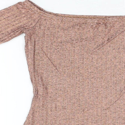 PRETTYLITTLETHING Womens Gold Polyester Bodysuit One-Piece Size 8 Snap