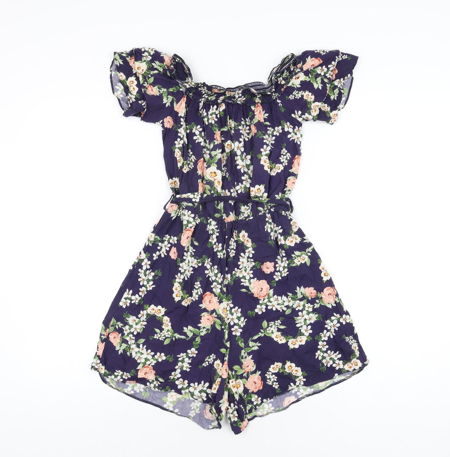 Dorothy Perkins Womens Blue Floral Viscose Playsuit One-Piece Size 6 Pullover