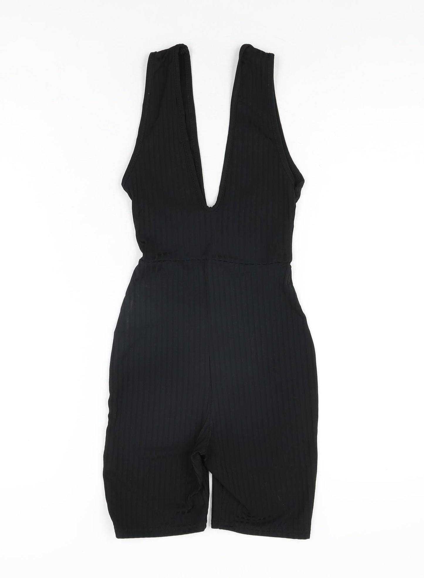 PRETTYLITTLETHING Womens Black Polyester Playsuit One-Piece Size 6 L6 in Pullover