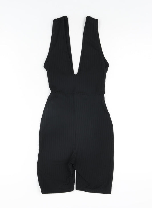 PRETTYLITTLETHING Womens Black Polyester Playsuit One-Piece Size 6 L6 in Pullover