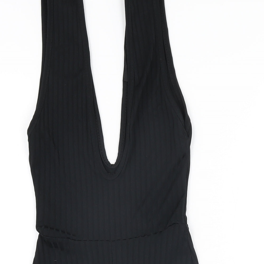 PRETTYLITTLETHING Womens Black Polyester Playsuit One-Piece Size 6 L6 in Pullover